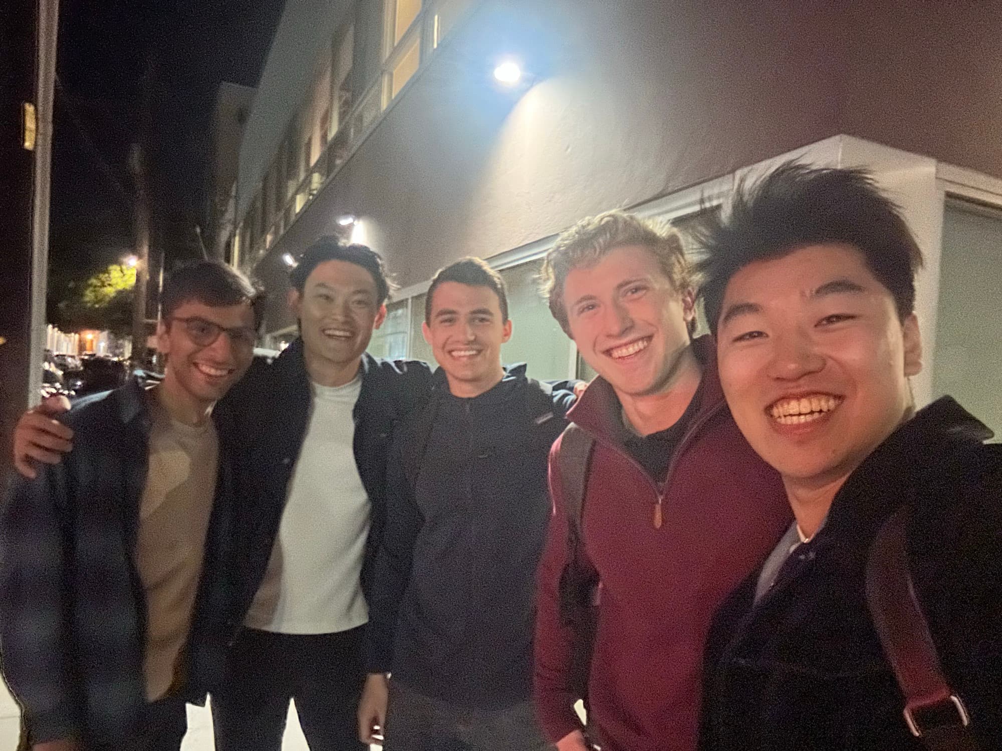 Friends outside after one of our nights